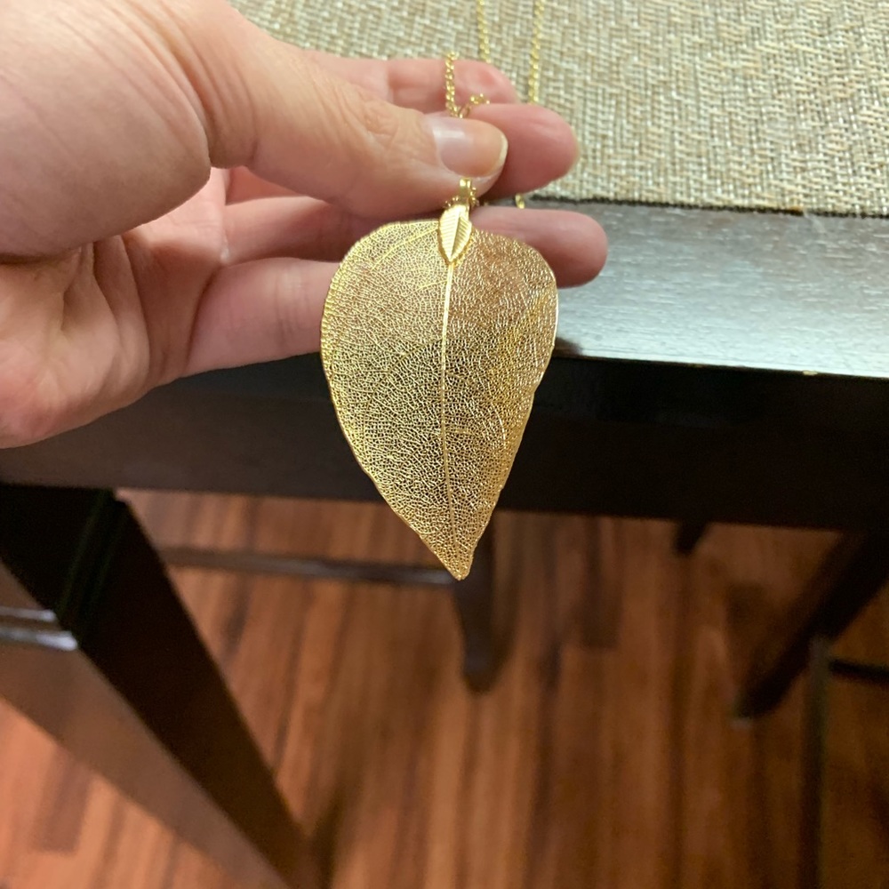 Gold Handmade Leaf Necklace